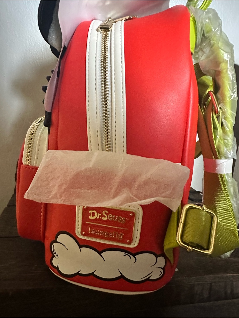 Dr. Seuss Red and White Kids Backpack with Lime Straps
